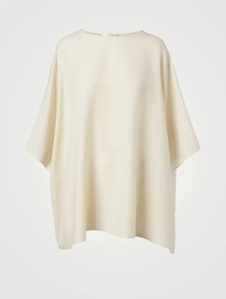 Estela Wool Cape-Sleeve Top