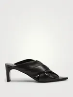 Twisted Leather Heeled Mule Sandals