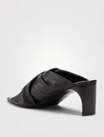Twisted Leather Heeled Mule Sandals