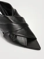 Twisted Leather Heeled Mule Sandals