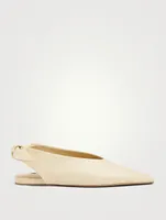 Leather Tie Slingback Ballet Flats
