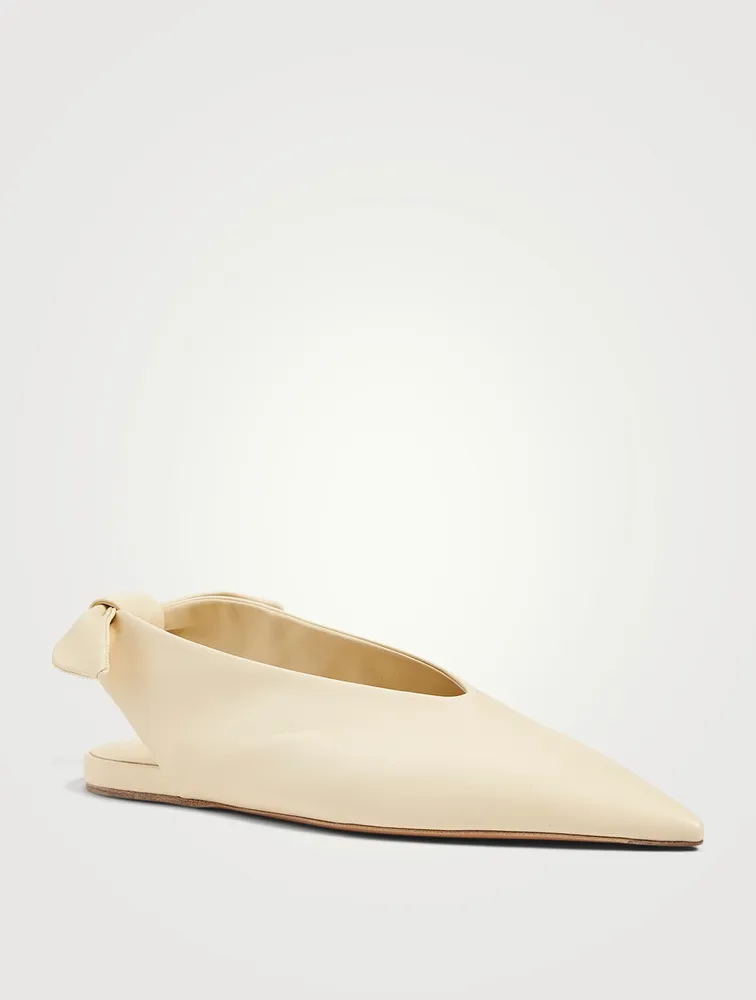 Leather Tie Slingback Ballet Flats