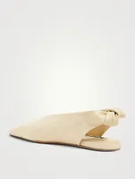 Leather Tie Slingback Ballet Flats
