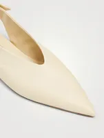 Leather Tie Slingback Ballet Flats