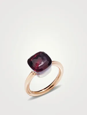 Classic Nudo 18K White And Rose Gold Ring With Garnet