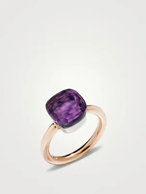 Classic Nudo 18K White And Rose Gold Ring With Amethyst