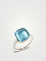 Maxi Nudo 18K White And Rose Gold Ring With Sky Blue Topaz Diamonds