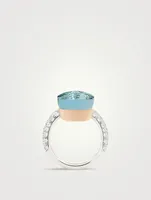 Maxi Nudo 18K White And Rose Gold Ring With Sky Blue Topaz Diamonds