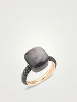 Maxi Nudo 18K Rose Gold And Titanium Ring With Obsidian And Diamonds