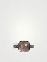 Maxi Nudo 18K Rose Gold And Titanium Ring With Obsidian And Diamonds