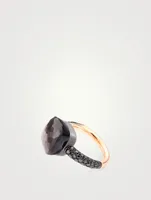 Maxi Nudo 18K Rose Gold And Titanium Ring With Obsidian And Diamonds