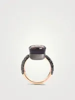 Maxi Nudo 18K Rose Gold And Titanium Ring With Obsidian And Diamonds