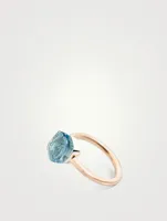 Petit Nudo 18K Rose And White Gold Ring With Sky Blue Topaz