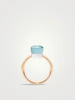 Petit Nudo 18K Rose And White Gold Ring With Sky Blue Topaz