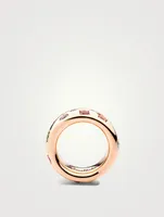 Large Classic Iconica 18K Rose Gold Colour Ring With Multicolour Stones