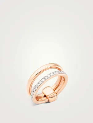 Iconica 18K Rose Gold Ring With Diamonds