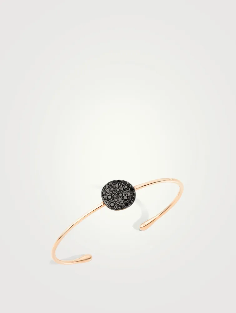 Sabbia 18K Rose Gold Bangle Bracelet With Black Diamonds