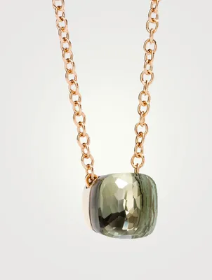 Nudo 18K Rose And White Gold Pendant Necklace With Prasiolite