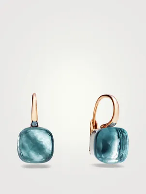 Classic Nudo 18K Rose And White Gold Earrings With Sky Blue Topaz