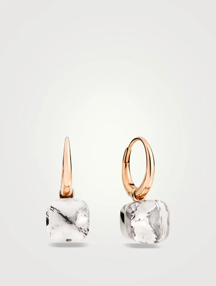 Petit Nudo 18K Rose And White Gold Earrings With White Topaz