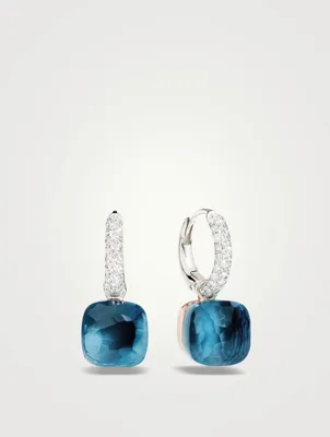 Nudo 18K Rose And White Gold Earrings With London Blue Topaz And Diamonds