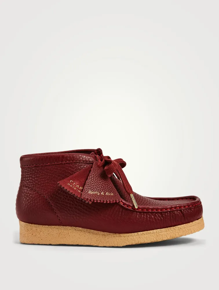 CLARKS ORIGINALS X SPORTY & RICH Wallabee Leather Lace-Up Ankle Boots