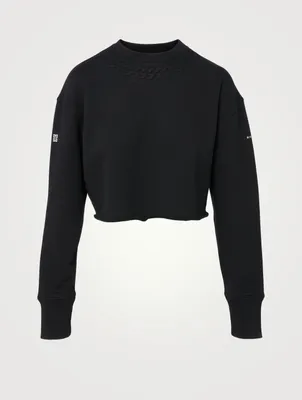 Cropped Sweatshirt With Embossed Collar