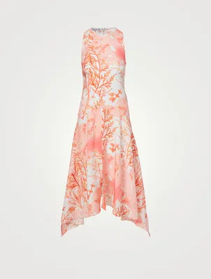 Anabelle Silk Midi Dress Coral Print