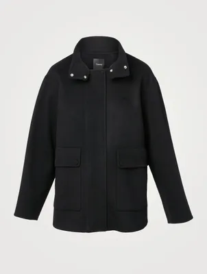 Double Face Wool And Cashmere Utility Coat