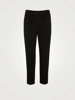 Crepe Slit Drawstring Pants