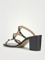 Rockstud Leather Heeled Mule Sandals