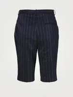 Linen-Blend Bermuda Shorts Pinstripe Print