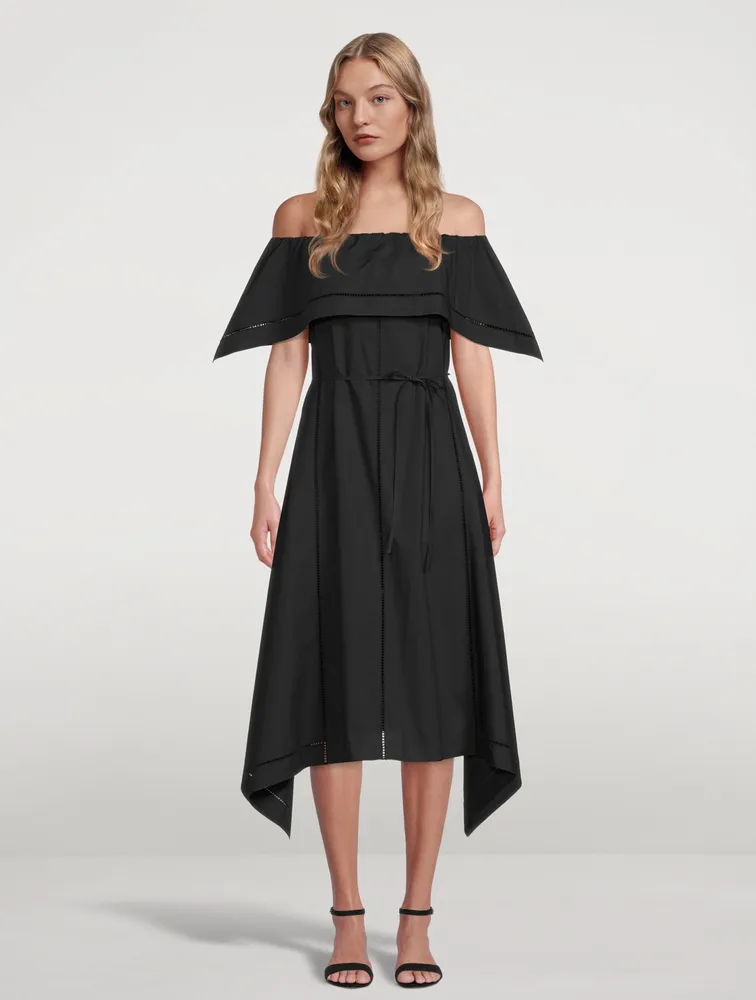 Cotton Eyelet Off-The-Shoulder Midi Dress