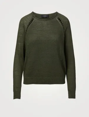 Linen-Blend Pointelle Sweater