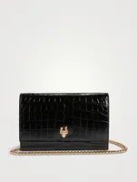 Mini Skull Croc-Embossed Leather Bag