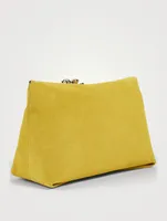 Four-Ring Suede Jewelled Clutch Bag