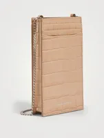 Croc-Embossed Leather Phone Holder Chain Bag