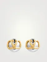 VLOGO Faux Pearl Stud Earrings