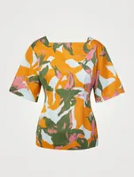 Caroha Short-Sleeve Blouse In Floral Print