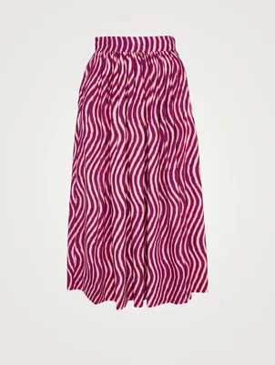 Sita Cotton Midi Skirt Wave Print