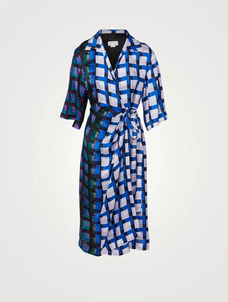 Dakola Midi Wrap Dress Check Print