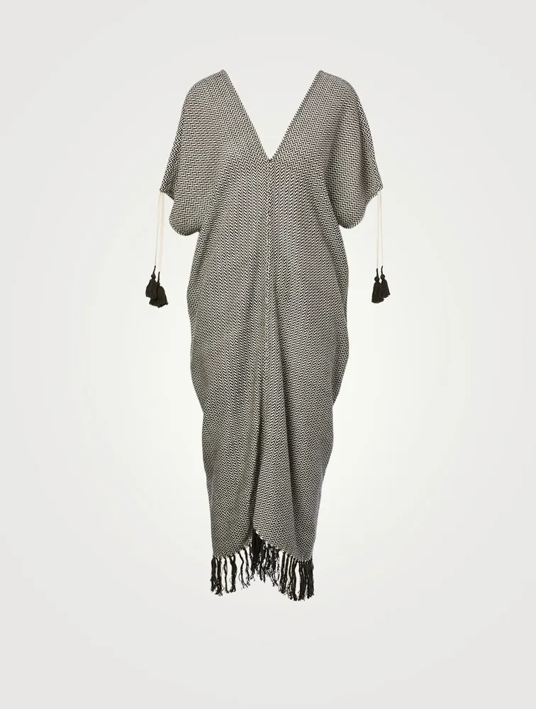 Tetra Cotton Maxi Tunic Dress Zig Zag Pattern