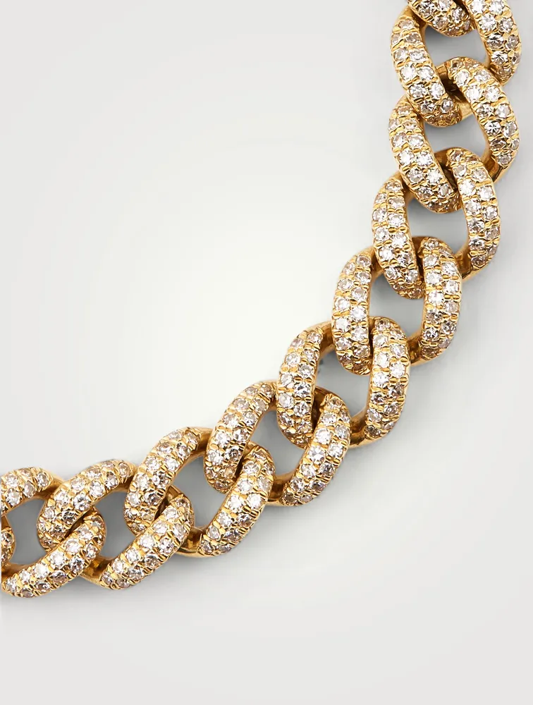 Medium 18K Gold Link Bracelet With Diamonds