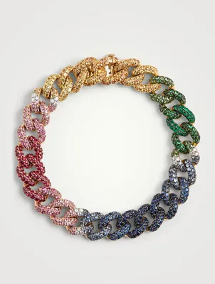 Essential 18K Gold Rainbow Link Bracelet With Diamonds