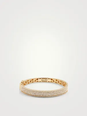 18K Gold Nameplate Bangle Bracelet With Diamonds