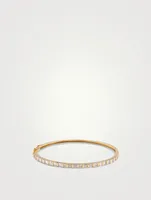 18K Gold Half Baguette Bangle Bracelet With Diamonds