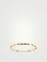 18K Gold Half Baguette Bangle Bracelet With Diamonds