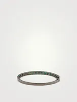 18K Black Gold Half Baguette Bangle Bracelet With Emeralds