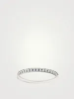 18K White Gold Half Baguette Bangle Bracelet With Blue Sapphire