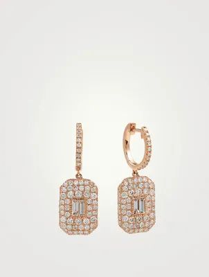 18K Rose Gold Drop Earrings With Diamonds